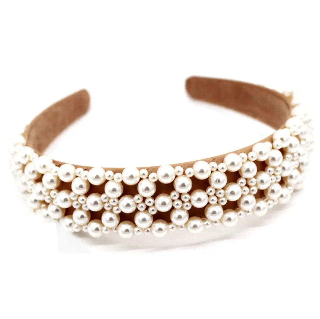 Premium Handmade Pearl & Nude Headband Bling Tania Hird Designs