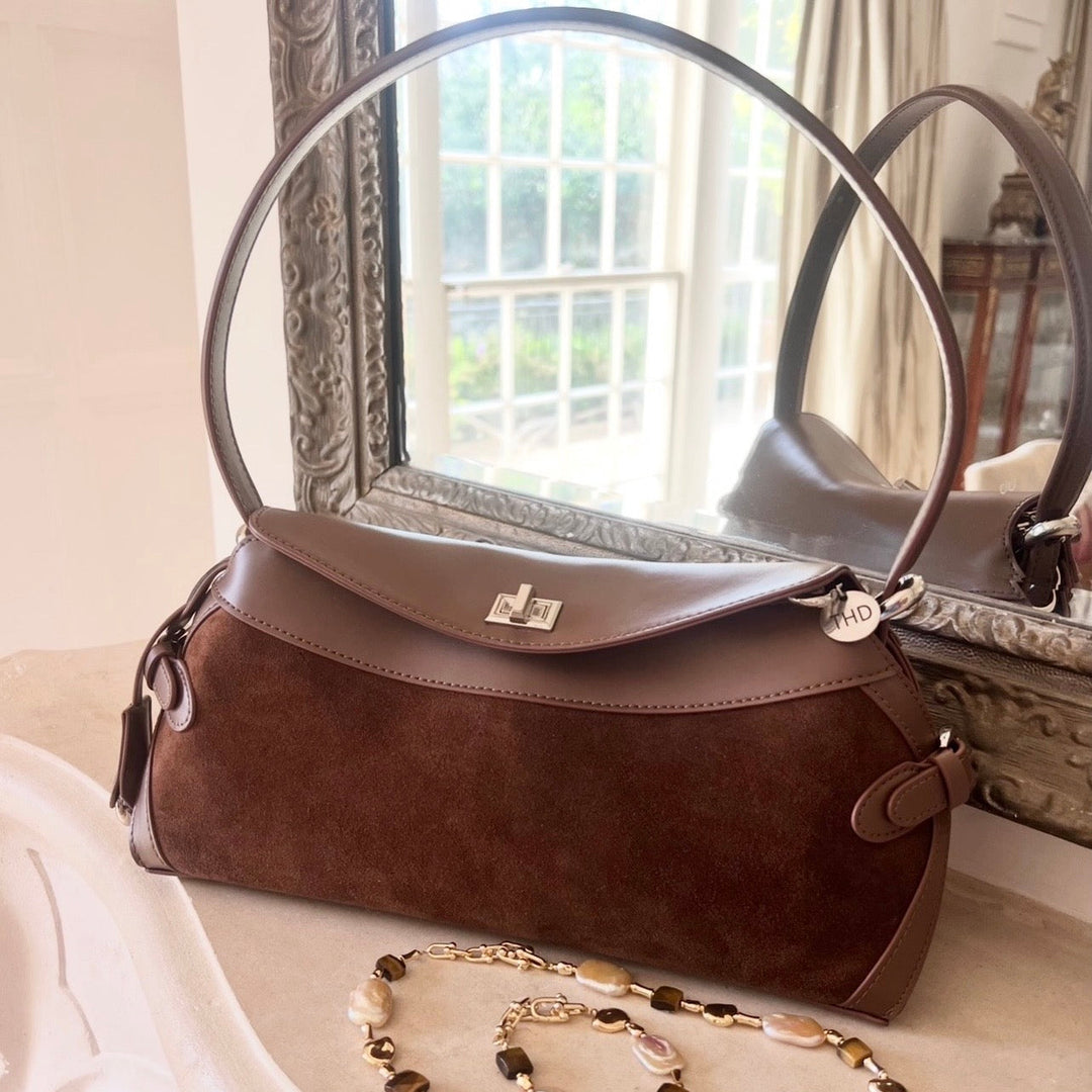 St Margaux Suede bag - Brown Tania Hird Designs