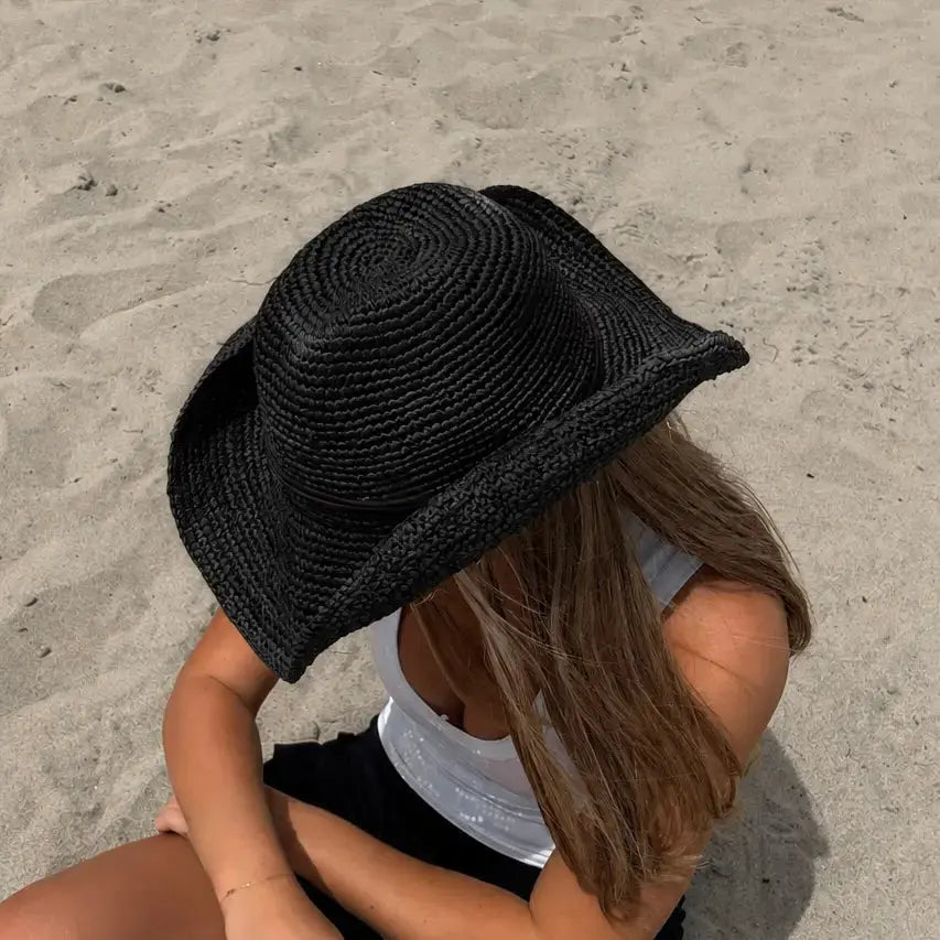 Jessie Raffia Cowboy Hat - Black - Hero