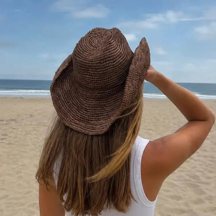 Jessie Raffia Cowboy Hat - Chocolate - Hero