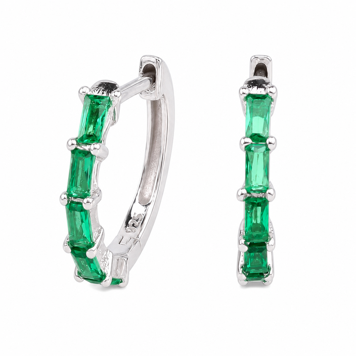 WS - Josie Huggie Earrings - Green Zirconias (Sterling Silver)