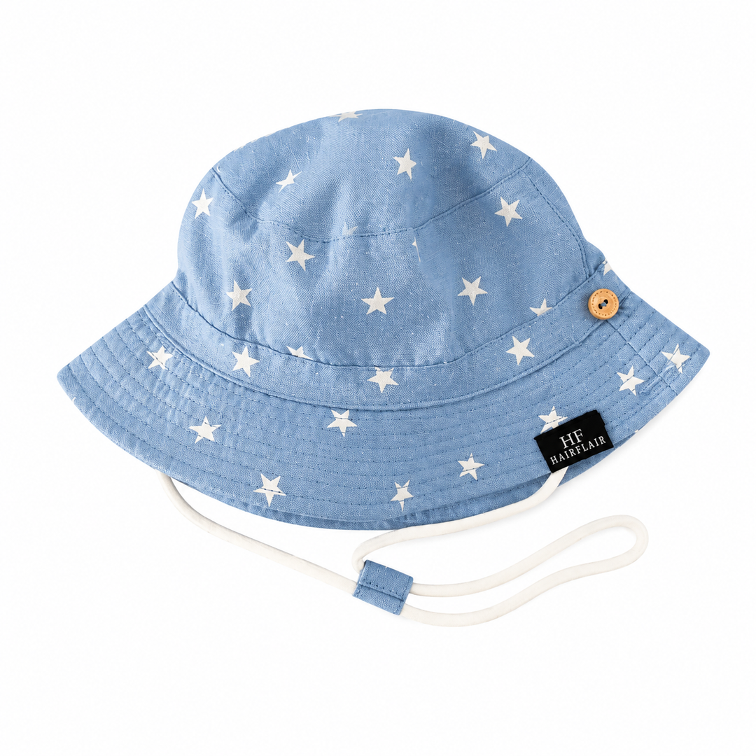 WS Hats - Kids Bucket Hat 6 - 12m - Blue Star - Image 1