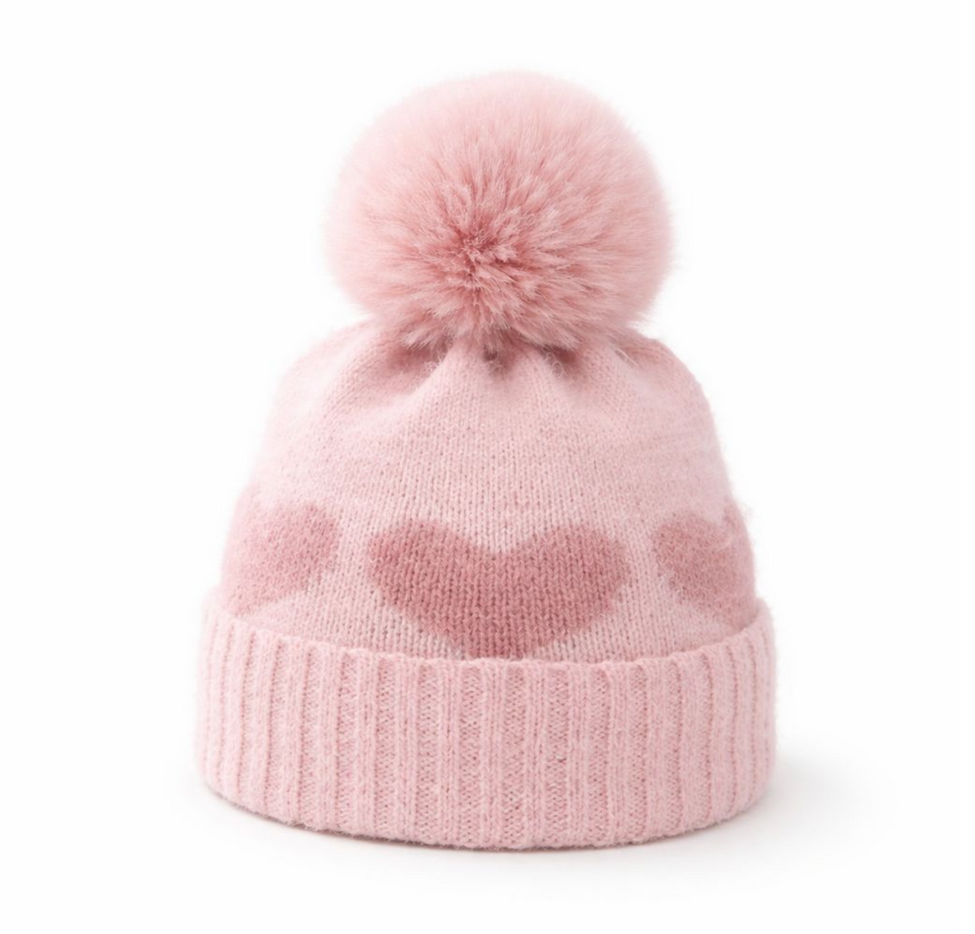 WS - Kids Beanie Pink & Pink Heart