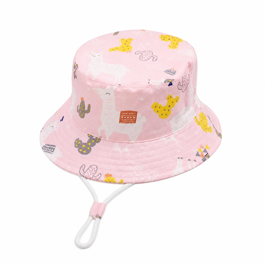 WS Hats - Kids Bucket Hat 6 - 12m - Pink Llama - Hero