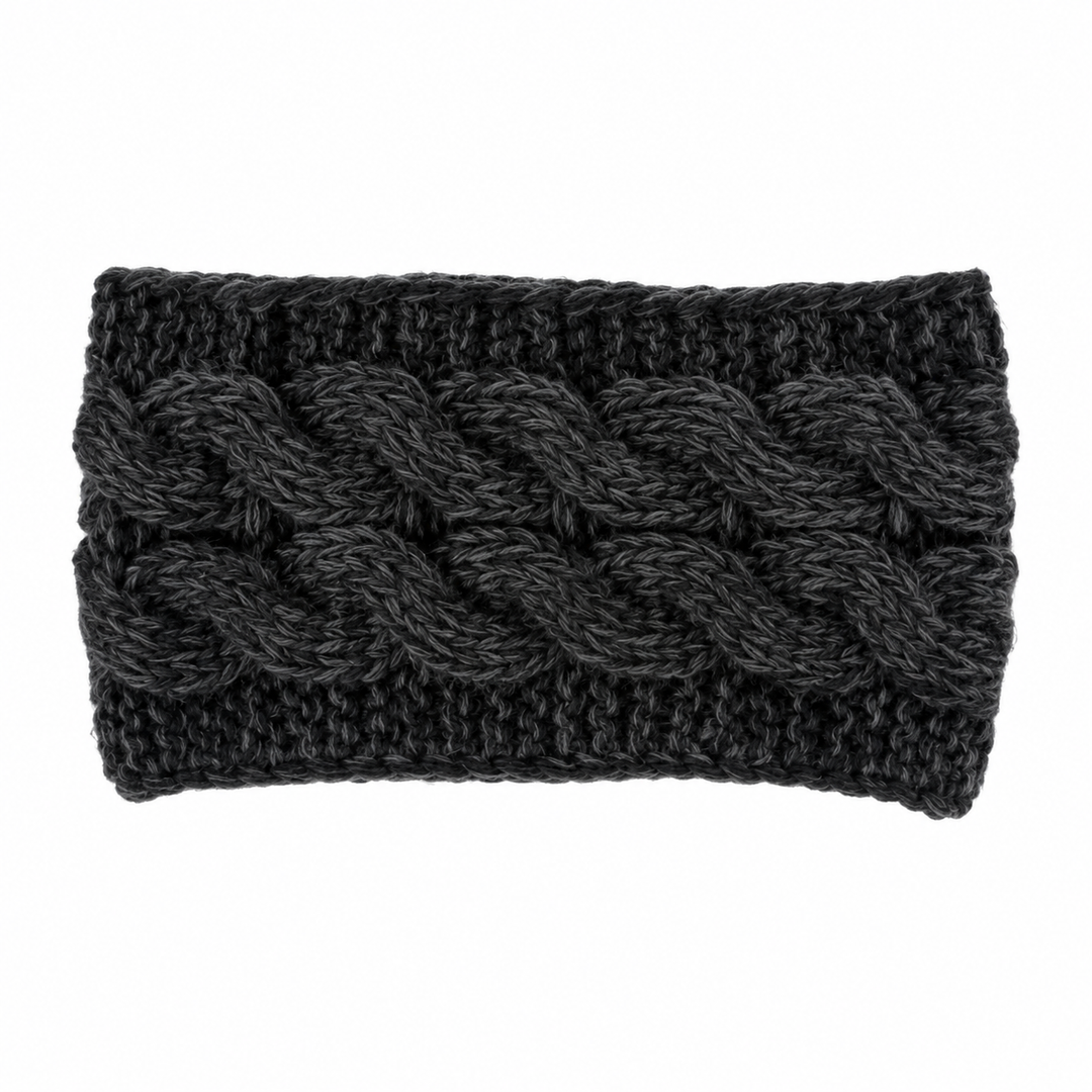 WS Knitted Cable Woolblend Headband - Black & Grey