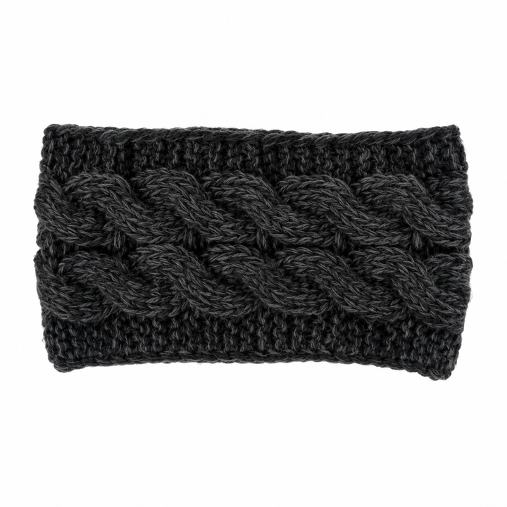 WS Knitted Cable Woolblend Headband - Black & Grey