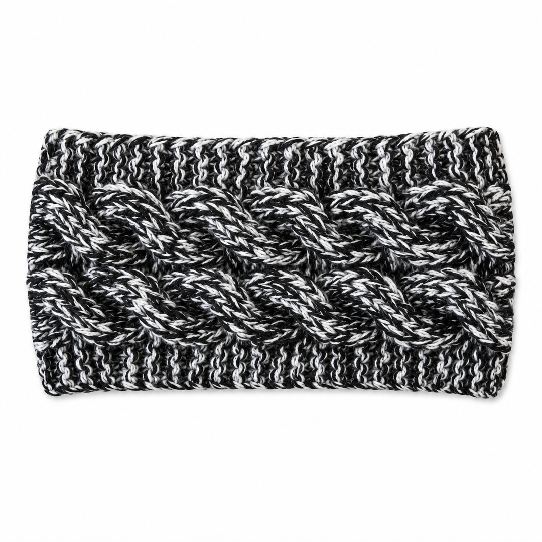 WS Knitted Cable Woolblend Headband - Black & White