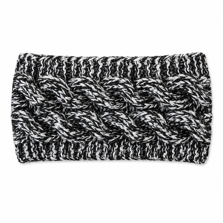 WS Knitted Cable Woolblend Headband - Black & White