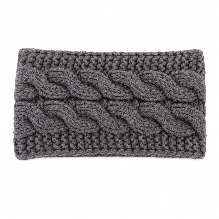 WS Knitted Cable Woolblend Headband - Dark Grey - Hero