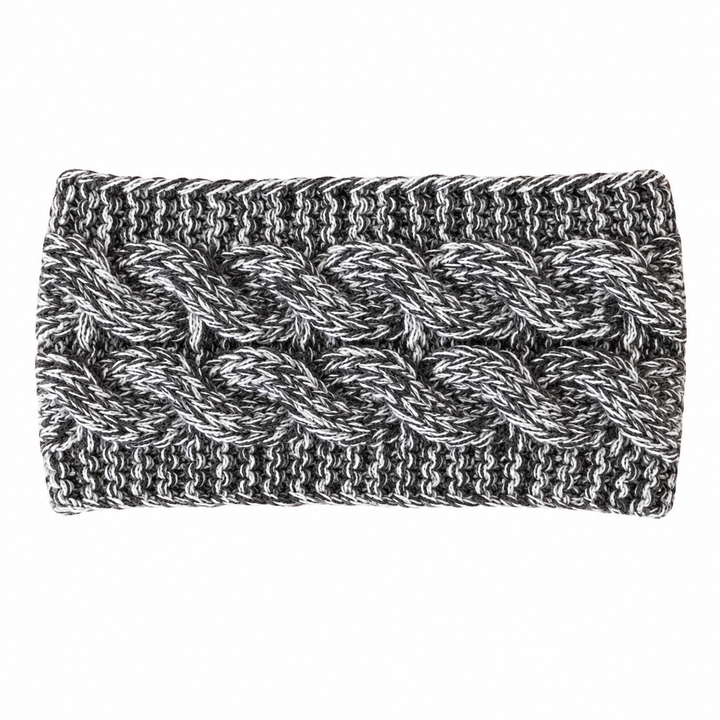 WS Knitted Cable Woolblend Headband - Grey & White - Hero