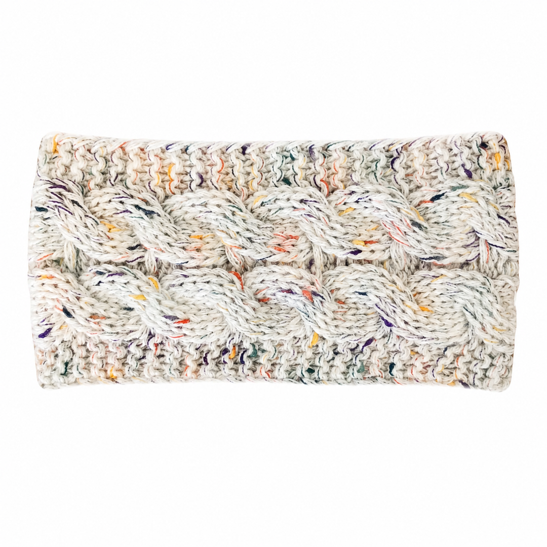 WS Knitted Cable Woolblend Headband - Oatmeal Fleck
