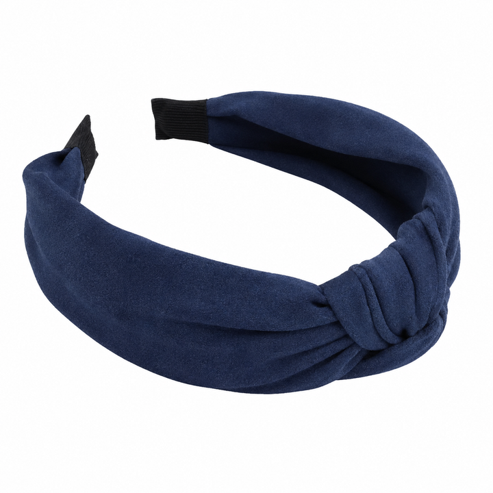 WS Knotted Vegan Suede Headband - Navy - Hero