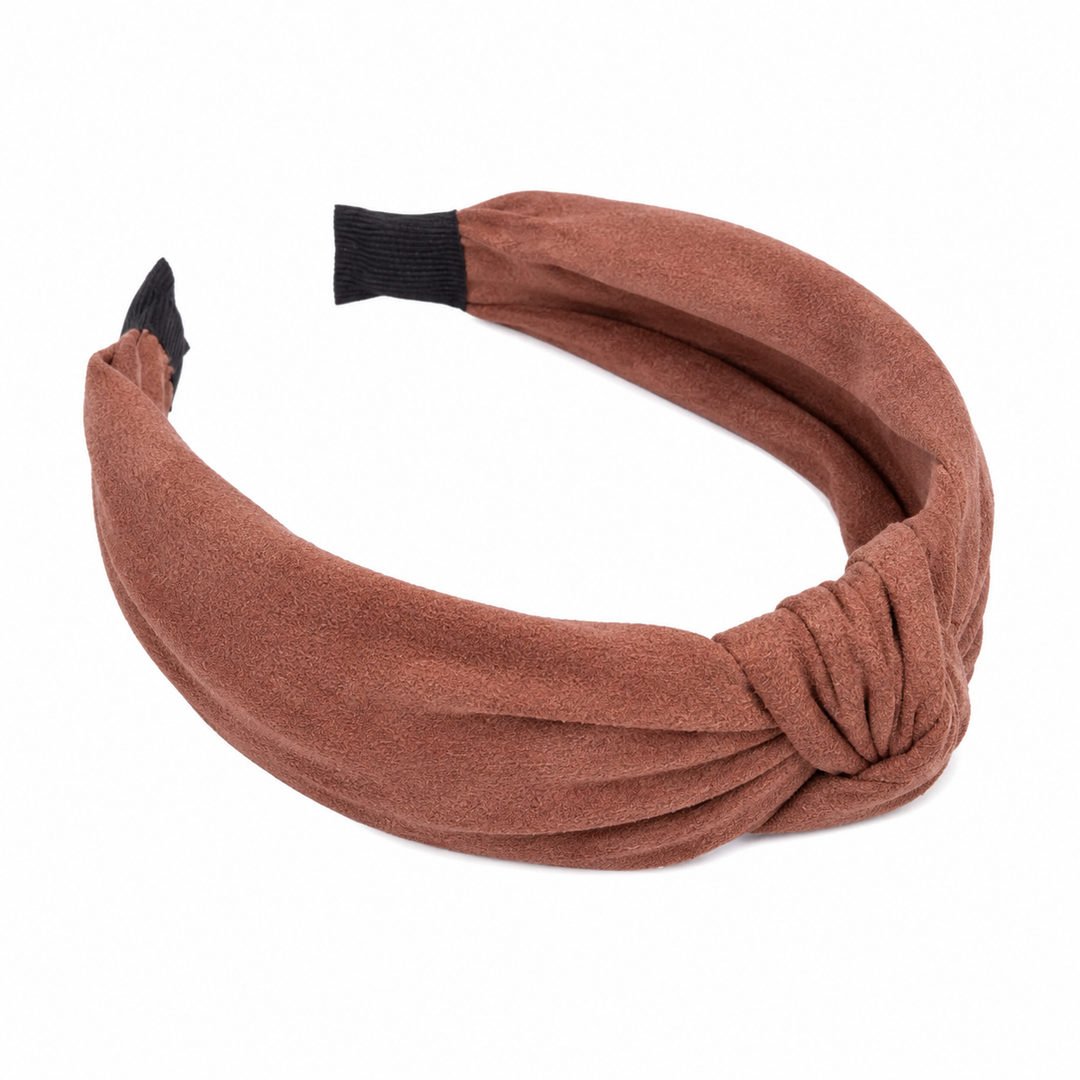 WS Knotted Vegan Suede Headband - Brown - Hero