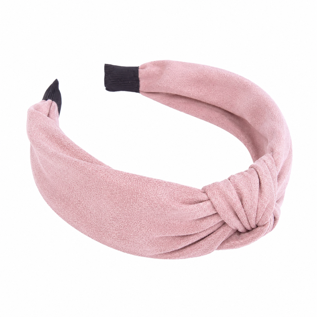WS Knotted Vegan Suede Headband - Pink - Hero