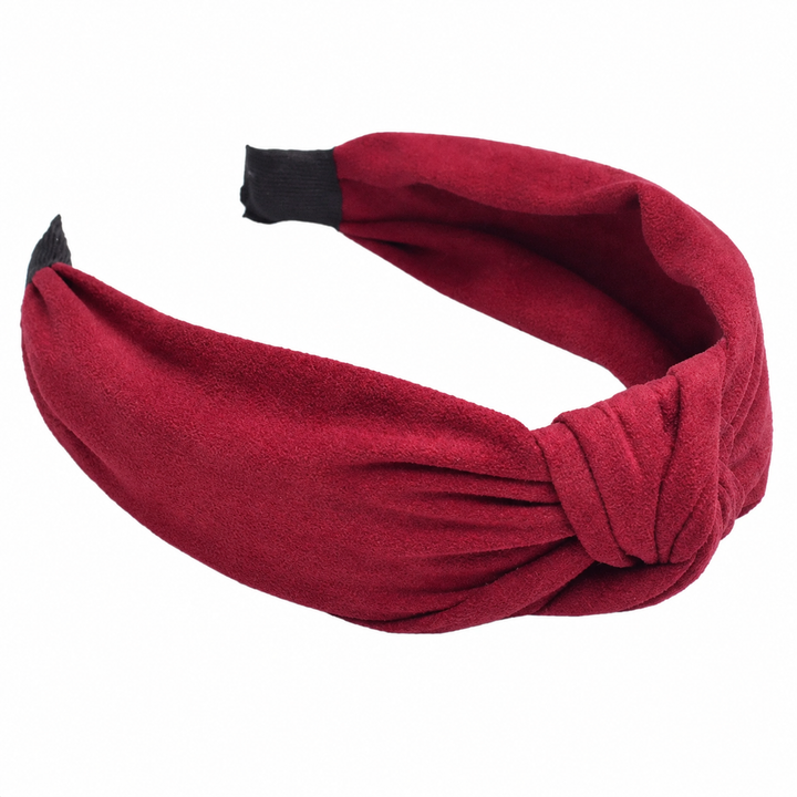 WS Knotted Vegan Suede Headband - Wine - Hero