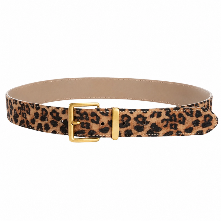 WS Leopard Leather Belt 3.3cm - Gold