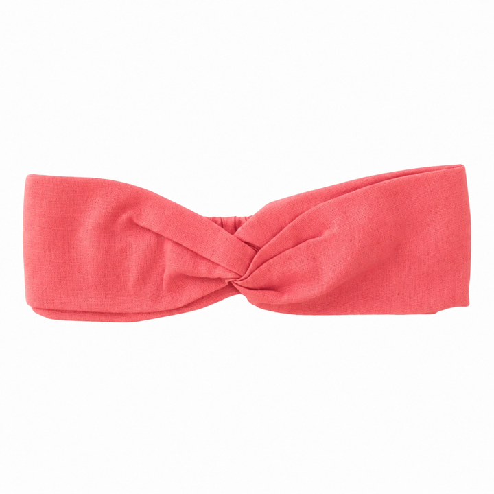WS Linen Elastic Headband - Burnt Coral - Hero