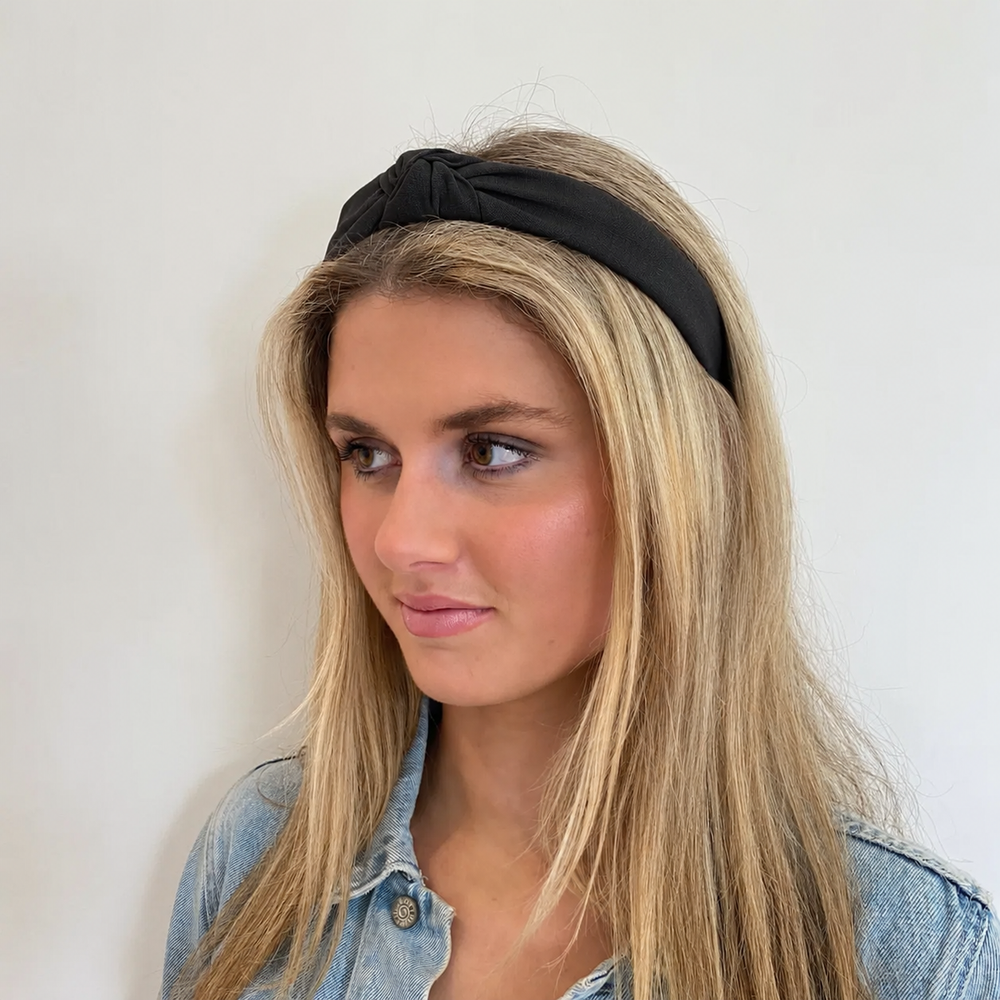 WS - Linen Structured Headband - Black - Image 1