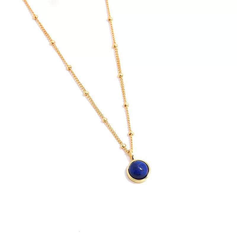 WS Lunar Necklace - Navy And Gold Lapis Lazuli