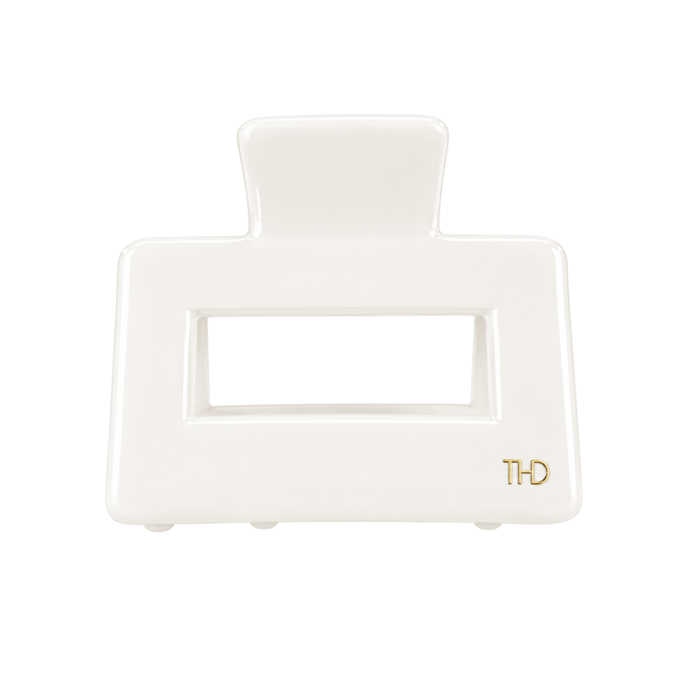WS Medium Acetate Rectangular Hair Claw - Gelato White