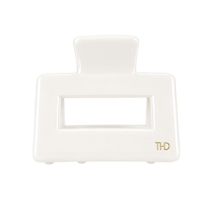 WS Medium Acetate Rectangular Hair Claw - Gelato White