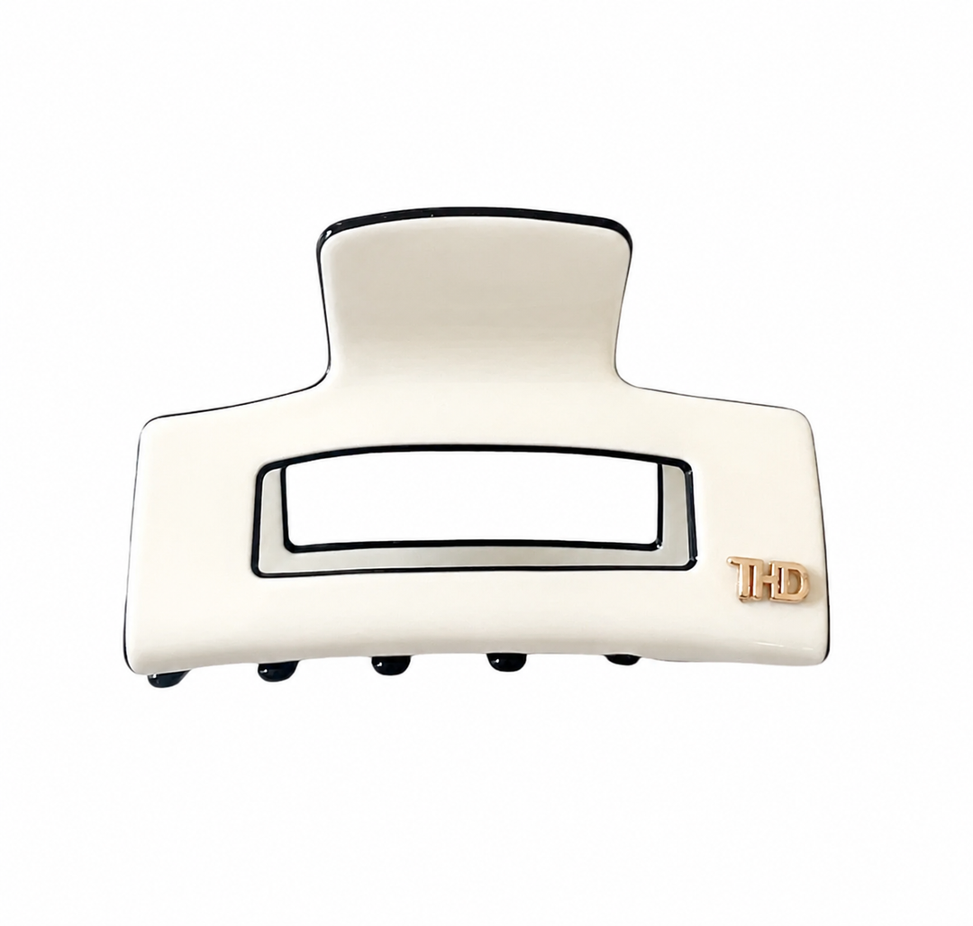 WS Medium Acetate Rectangular Hair Claw - Ivory