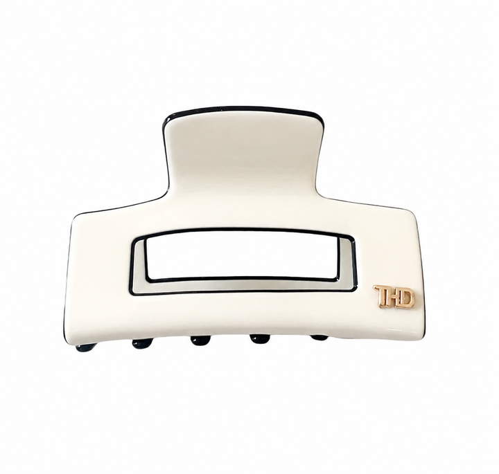 WS Medium Acetate Rectangular Hair Claw - Ivory