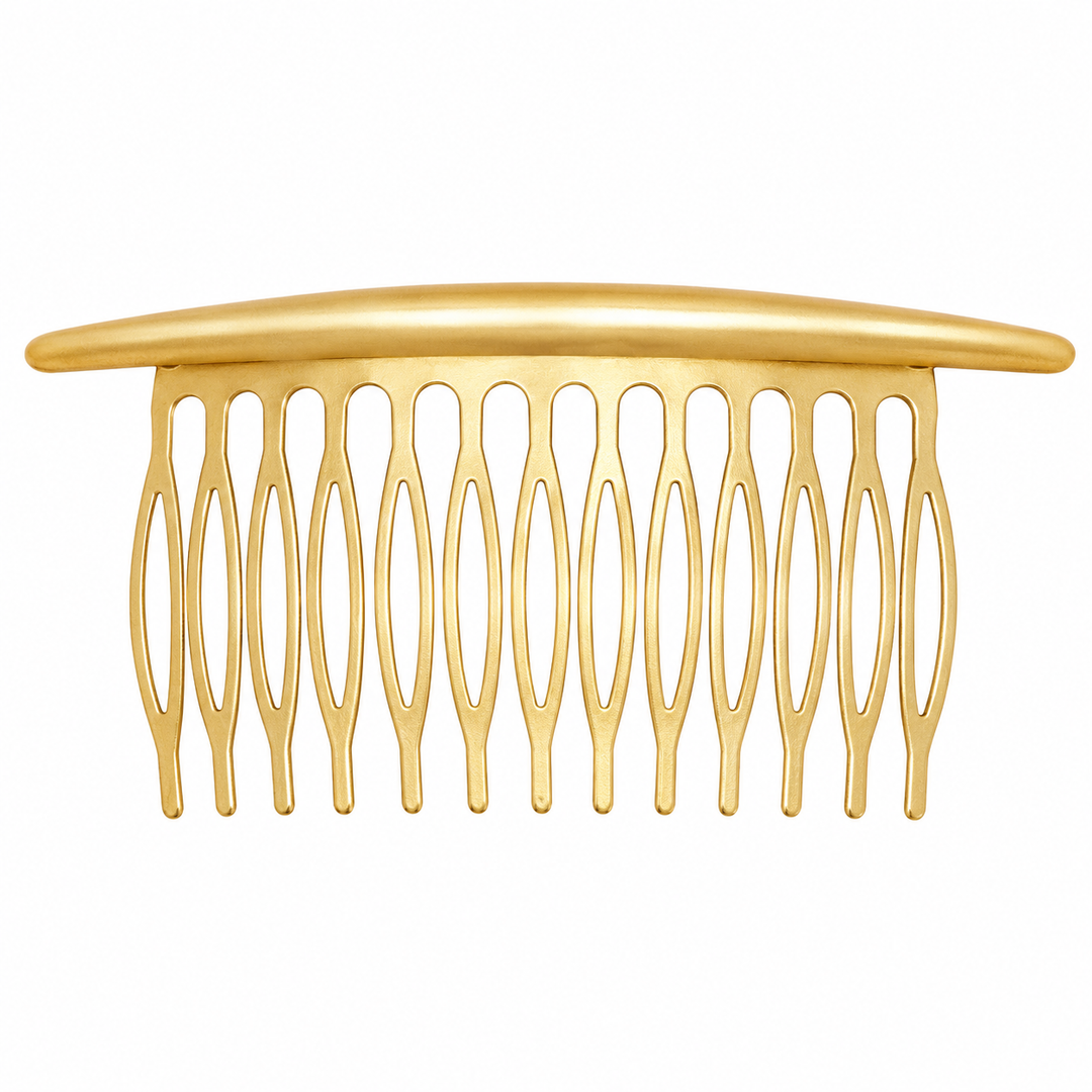 WS Metal Hair Comb - Brushed Gold - Hero
