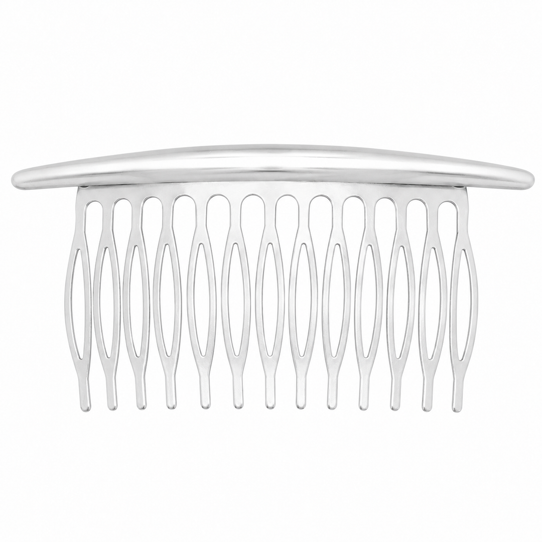 WS Metal Hair Comb - Brushed Silver