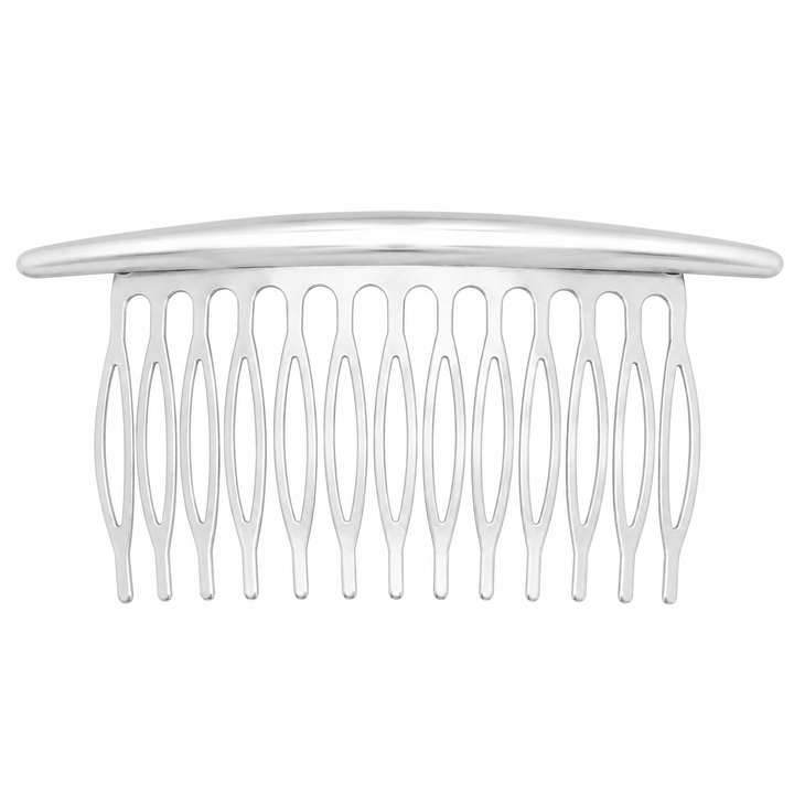 WS Metal Hair Comb - Brushed Silver