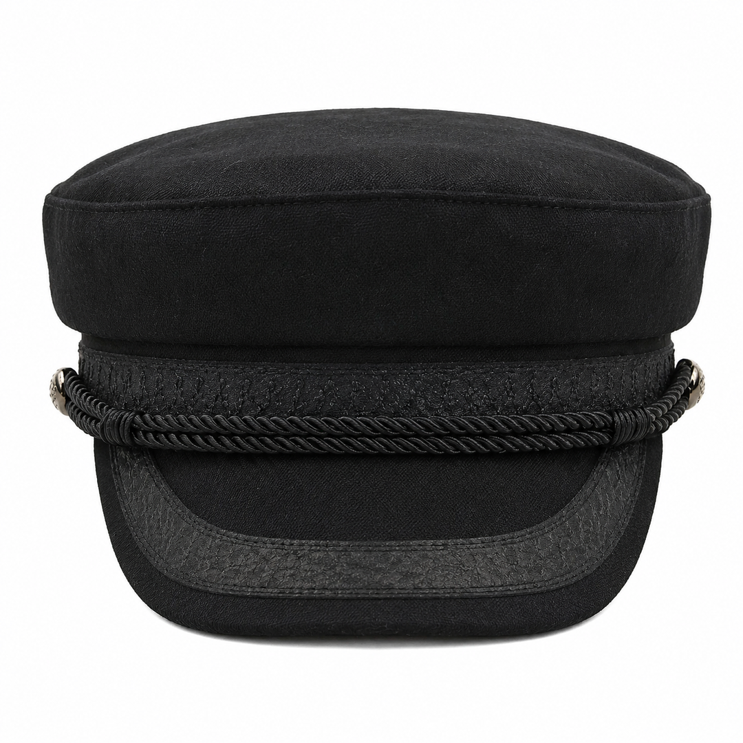 WS Military Newsboy Cap - Black - Hero