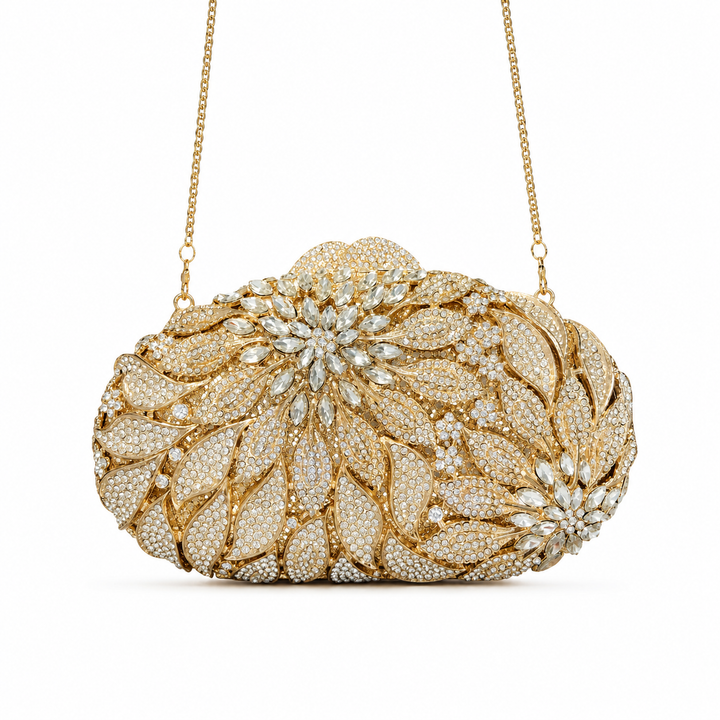 Natalya diamond Gold Clutch Bag - Image 2