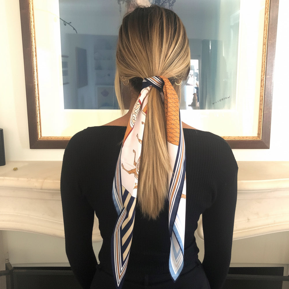 WS Neckscarf / HairScarf - Polo in Gold /Navy Red