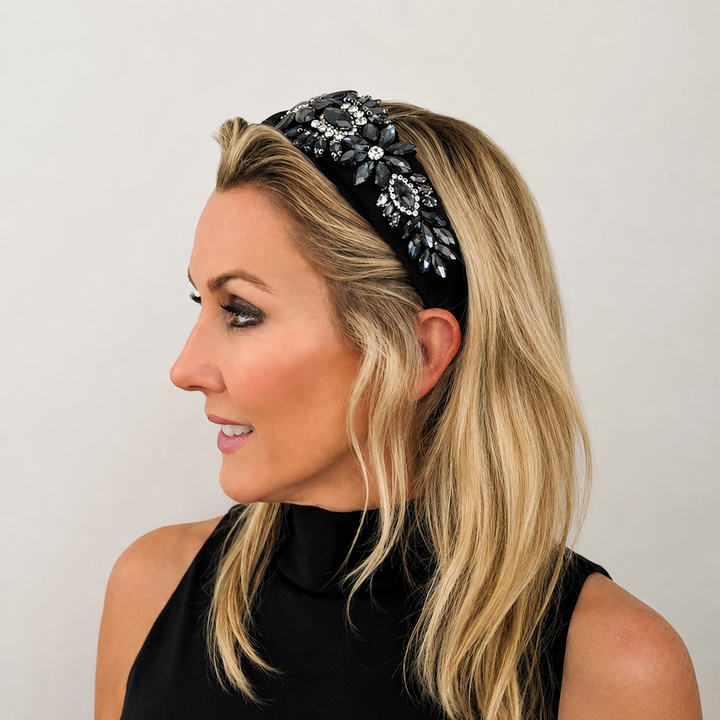 Nichola Encrusted Statement Headband - Nichola in Black - Image 1