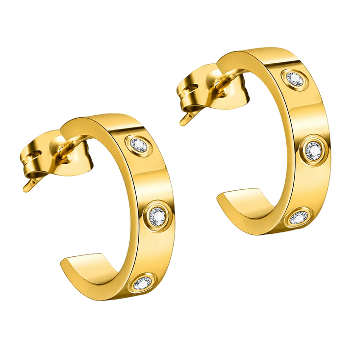 WS Octavia Zirconia Earrings - Gold