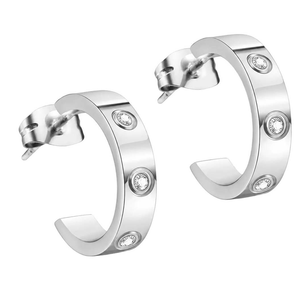 WS Octavia Zirconia Earrings - Silver