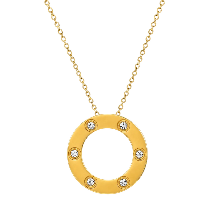 WS Octavia Zirconia Necklace - Gold - Hero