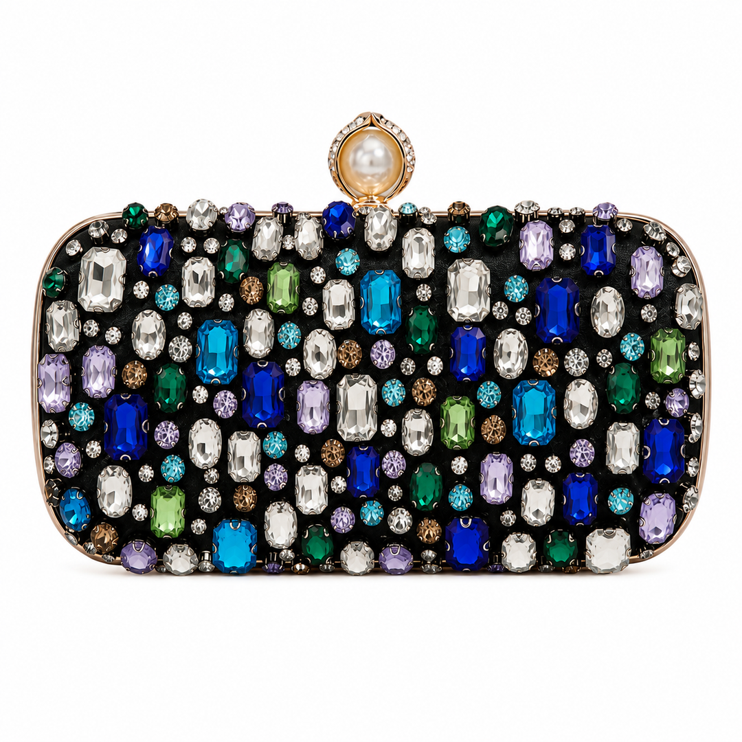 WS Opaline Jewel Clutch Bag - Black - Hero