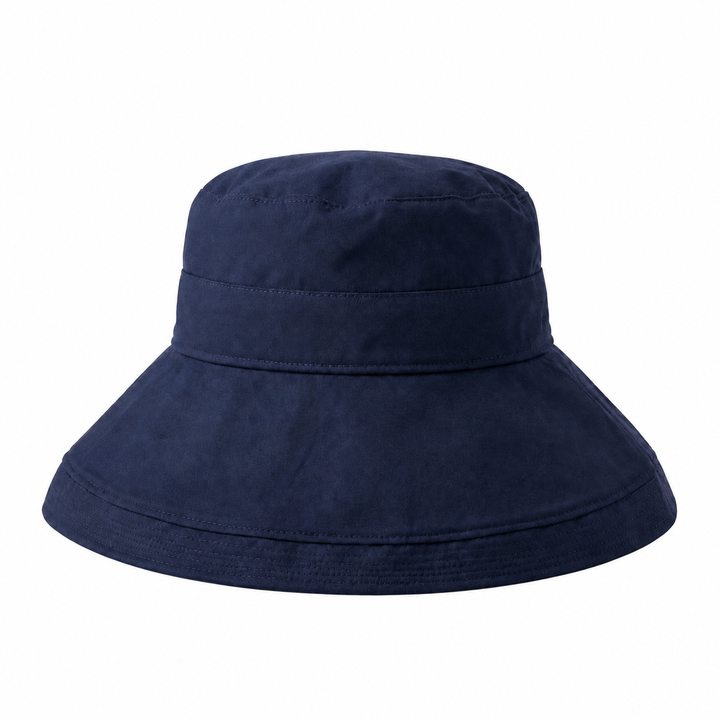 WS Oversized Brim Bucket Cottonblend Hat - Navy - Image 1