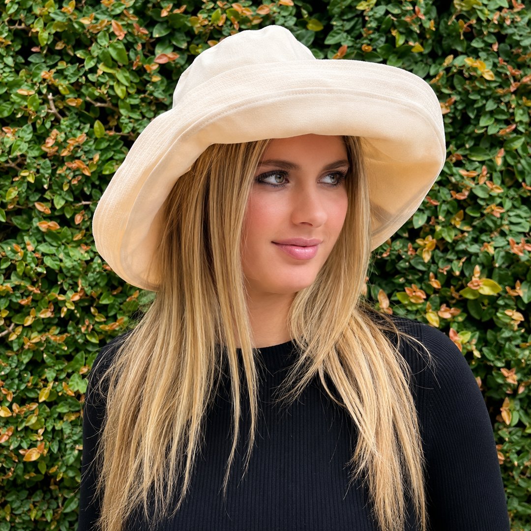 WS Oversized Brim Bucket Cottonblend Hat - Off White - Image 1