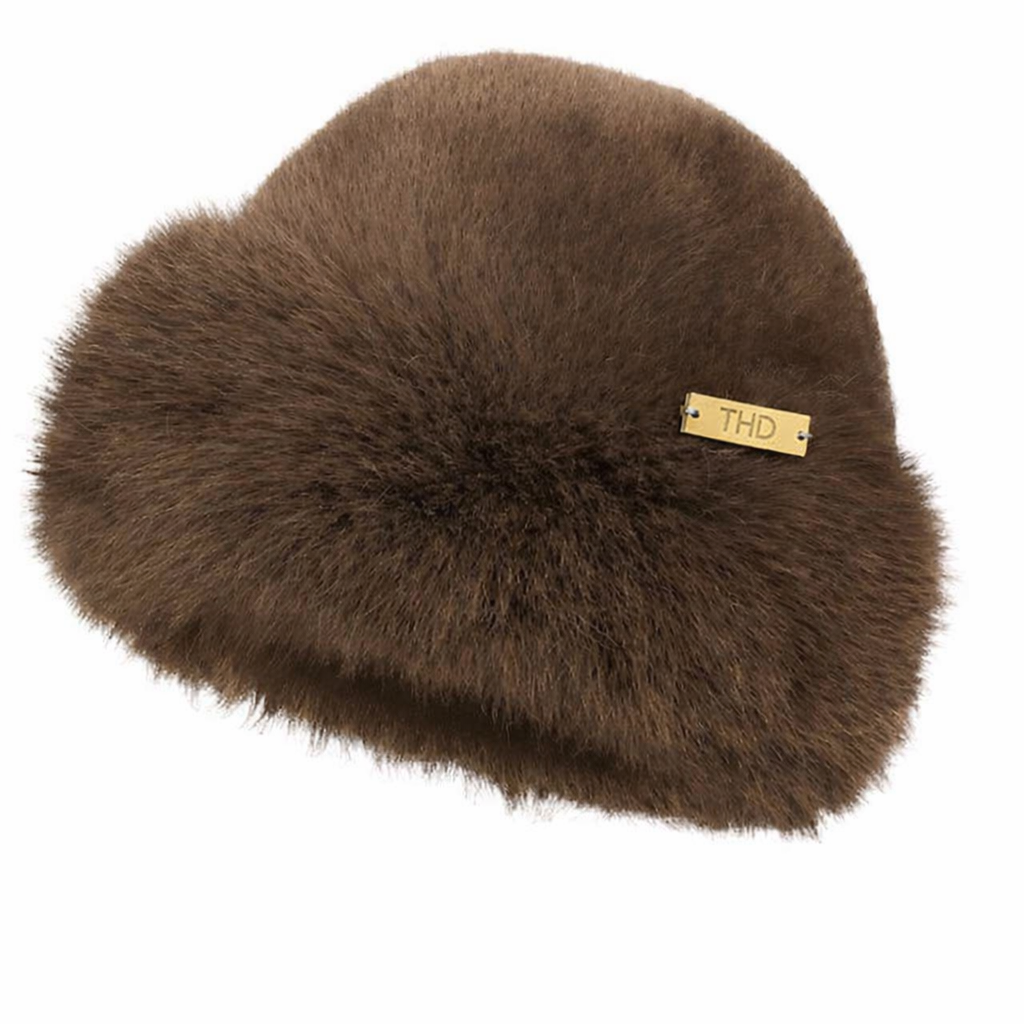Faux Fur Peruvian Hat - Chocolate - Hero
