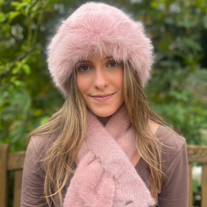 WS Faux Fur Peruvian Stole - Pink - Image 1