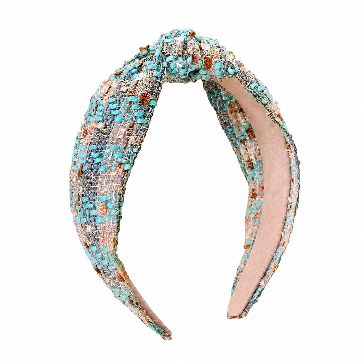 WS Plaid Knotted Headband - Blue/Grey - Hero