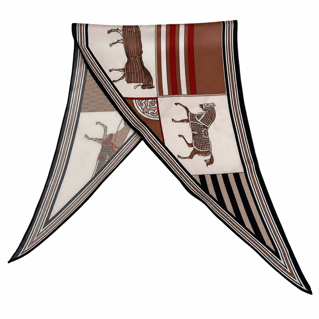 WS Neckscarf Diamond Shape - Copper, Navy & Red - Hero