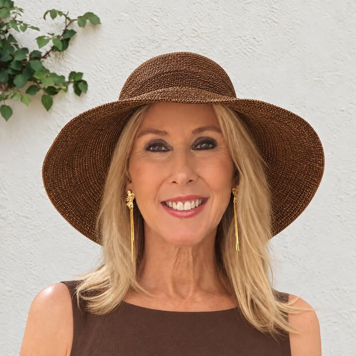 Positano Raffia Sun Hat - Chocolate - Hero