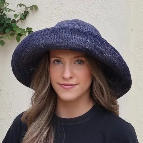Positano Raffia Sun Hat - Navy - Hero