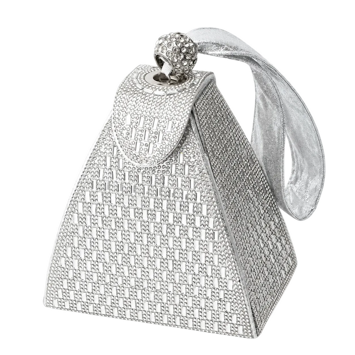 WS Pyramid Clutch Bag - Silver - Hero