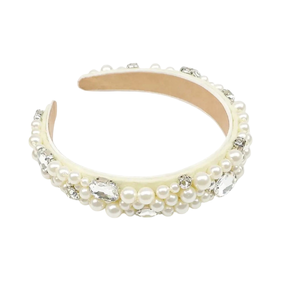 WS - Pearl & Rhinestone Statement Headband - Nude - Hero