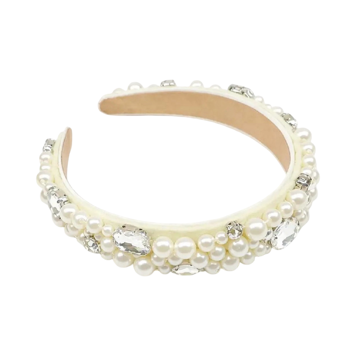 WS - Pearl & Rhinestone Statement Headband - Nude - Hero