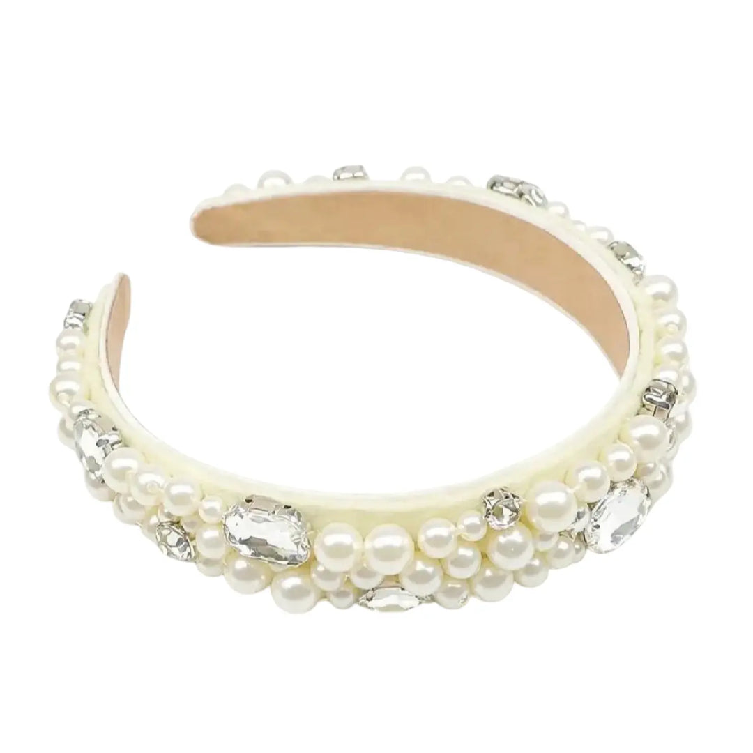 WS - Pearl & Rhinestone Statement Headband Tania Hird Designs